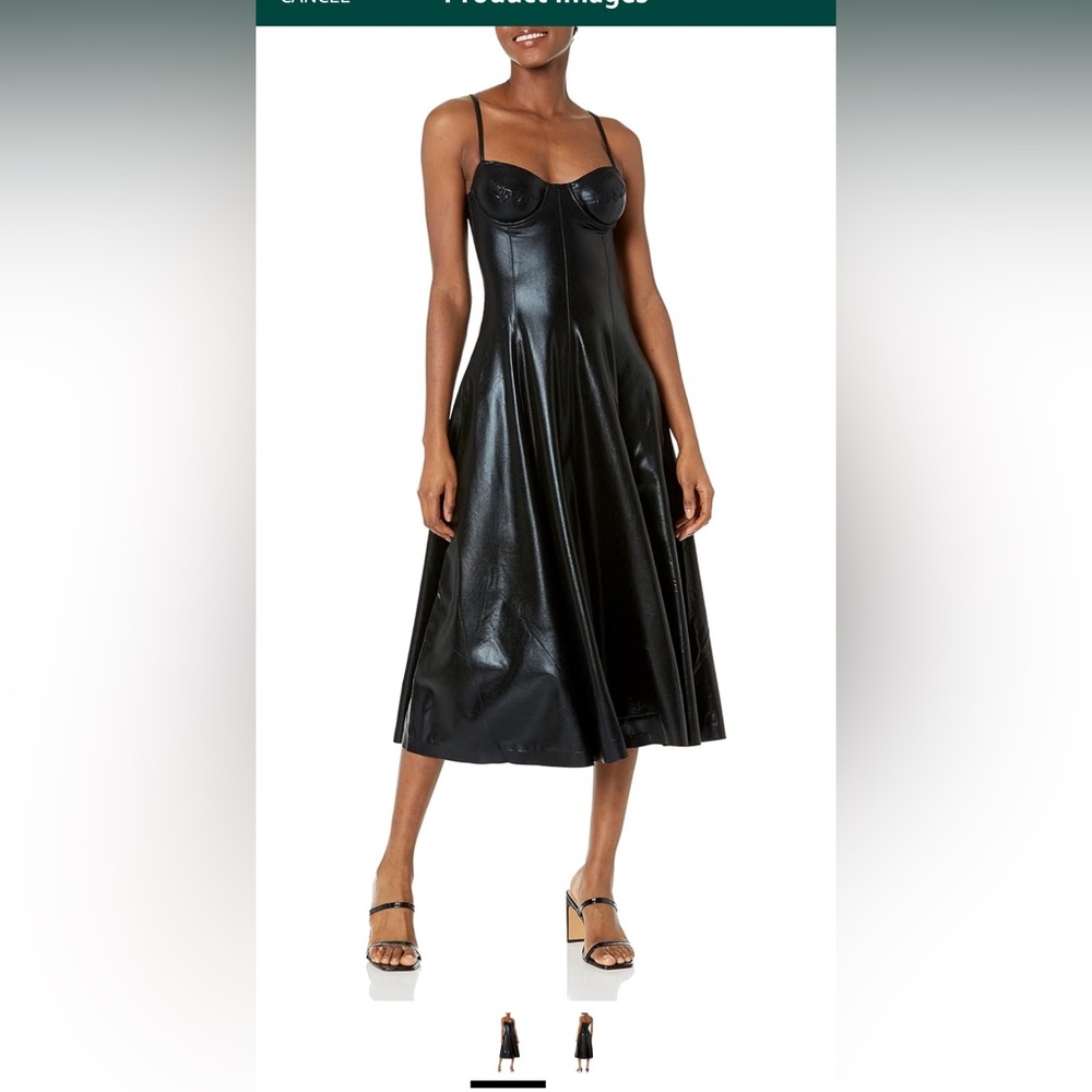 Norma Kamali Underwire Vegan Leather Midi Dress